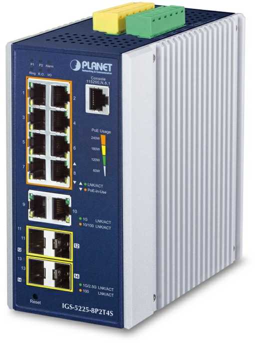 Šakotuvas Switch Planet IP30 Industrial L2+/L4 8-Port (IGS-5225-8P2T4S)