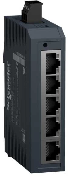 Šakotuvas Schneider Electric Modicon, Nevaldomas 5 prievadų tinklo jungiklis RJ-45, Nevaldomas, Greitasis eternetas (10/100), DIN bėgelis