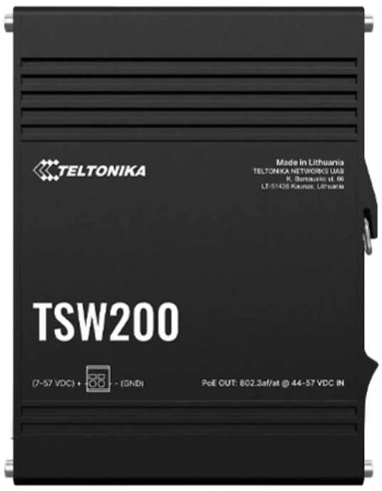 Teltonika | Ethernet komutatorius | TSW200 | Nevaldomas | Stalinis | Gigabito Ethernet (varinis) jungčių kiekis: 8 | 10 Gbps (RJ-45) jungčių kiekis: 0 | SFP jungčių kiekis: 2 | SFP+ jungčių kiekis: 0 | Combo jungčių kiekis: 0 | Maitinimo per Ethernet (PoE) jungčių kiekis: 8 | Maitinimo šaltinio tipas: Apsaugos klasė: IP30 | 24 mėn.
