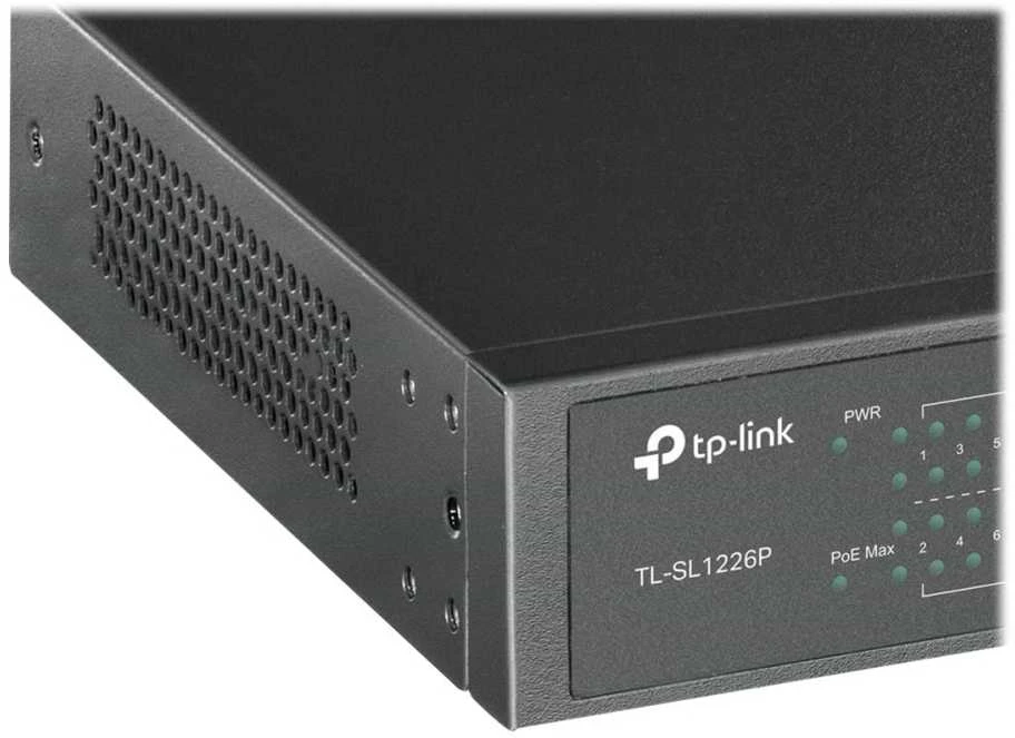 TP-LINK 26 prievadų 10/100Mbps PoE+ jungiklis 24 10/100Mbps PoE+ prievadai 2 Gigabit RJ45 prievadai 2 Combo SFP lizdai 802.3at/af 250W PoE