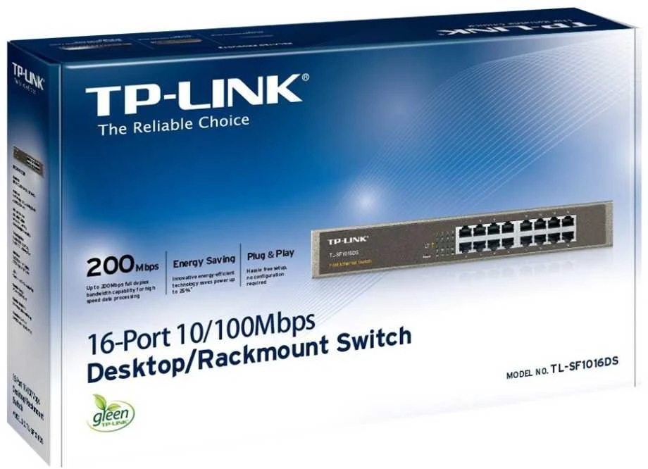Šakotuvas TP-LINK 16port 10/100M Switch Plieninis dėklas
