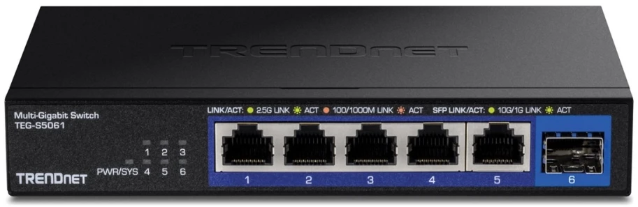 Šakotuvas Trendnet 6-PORT 2.5G UNMANAGED SWITCH - W. 10 G SFP+ PORT