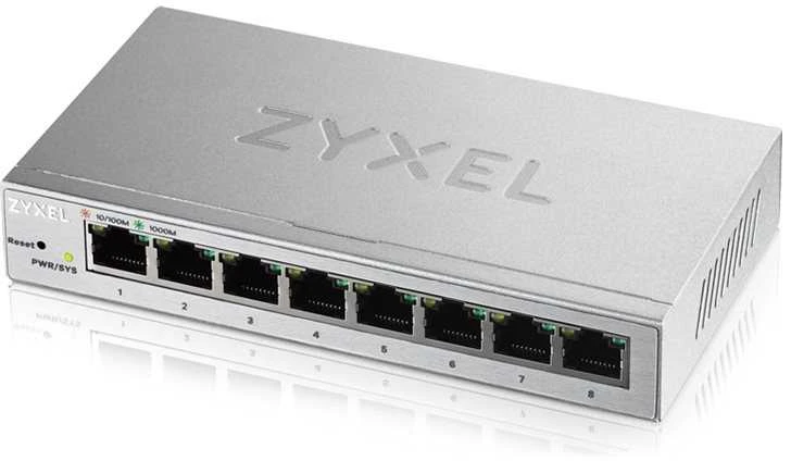 Šakotuvas „Zyxel GS1200-8V3“ valdomas L2 gigabito eterneto (10/100/1000) darbalaukio tinklas su pilkomis plokštėmis