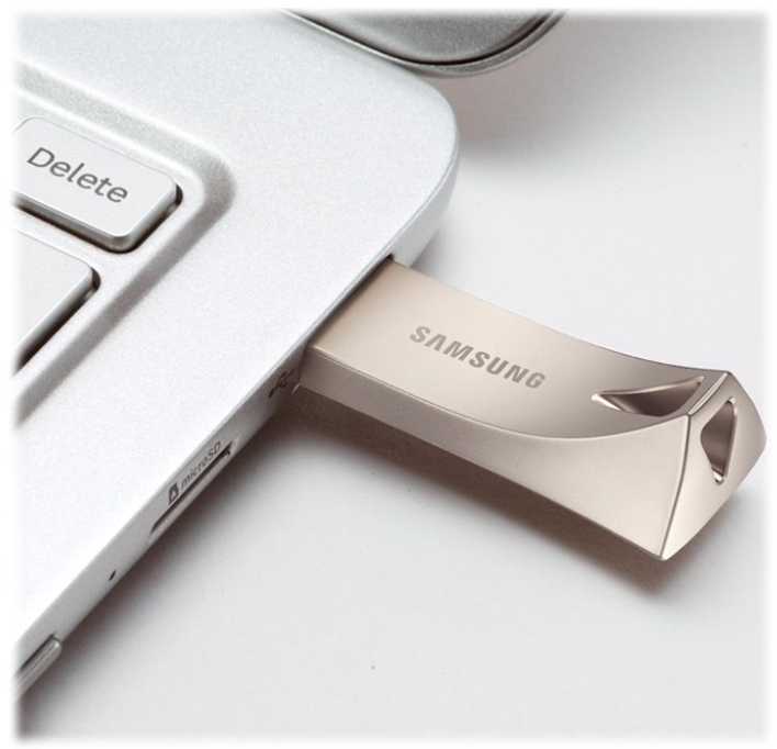 USB atmintinė SAMSUNG BAR Plus 128GB USB 3.1 (Šampaninė sidabrinė) MUF-128BE3/EU
