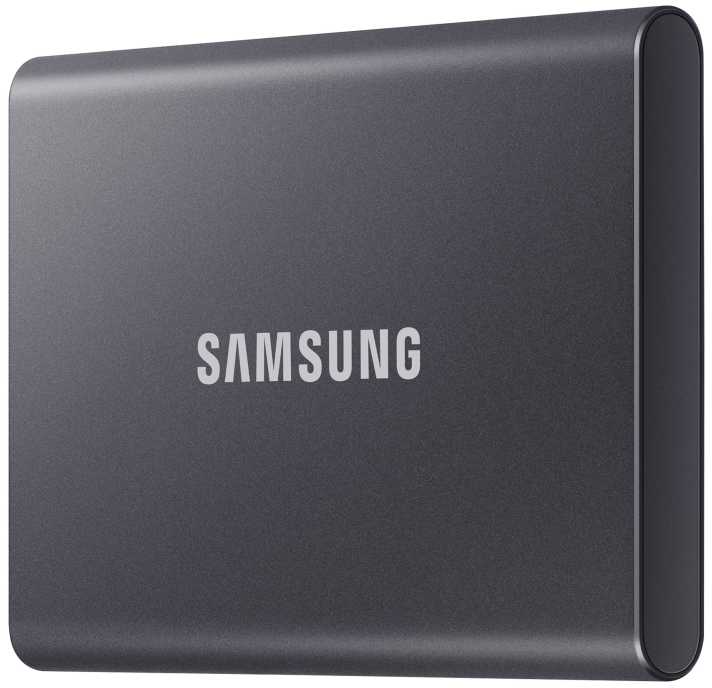 Kietasis diskas Nešiojamasis SSD diskas „Samsung T7“, 2 TB, USB C tipo, 3.2 Gen 2 (3.1 Gen 2), 1050 MB/s, slaptažodžio apsauga, pilkas