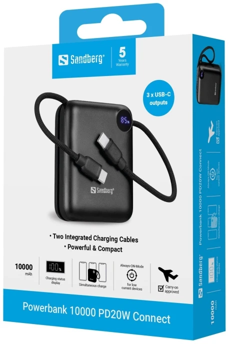 Powerbank Sandberg PD20W Connect 10000 mAh Juodas (421-26)