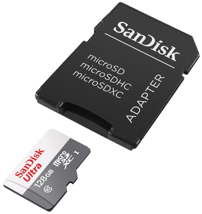 Atminties kortelė SanDisk Ultra Micro SDXC UHS-I Class 10, 128 GB, su adapteriu