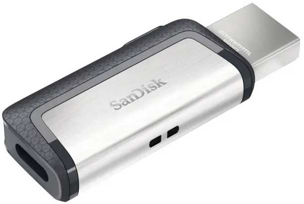 „SanDisk Ultra Dual Drive USB Type-C“, 64 GB, USB A tipo / USB C tipo, 3.2 kartos 1 (3.1 kartos 1), Slankiojantis, 9,1 g, Juoda, Sidabras