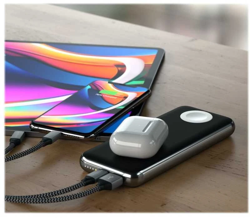 Satechi Quatro Wireless Qi 10000mAh (USB-C PD, USB-A) juoda