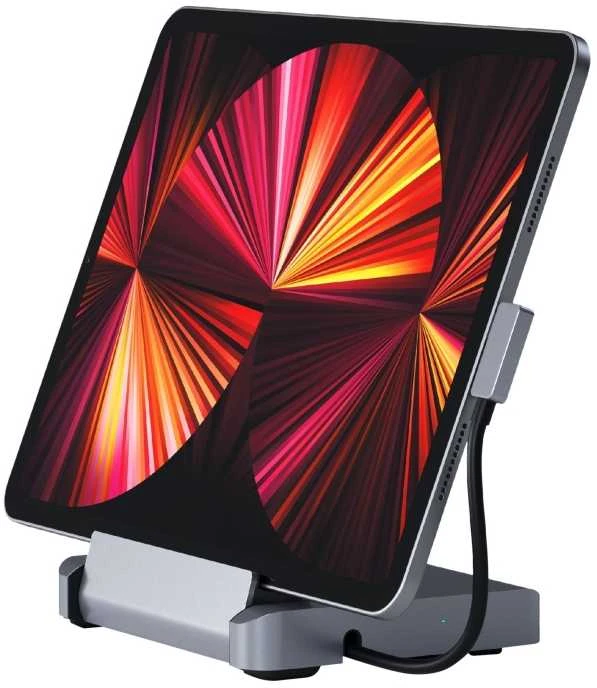 Jack „Satechi Aliuminio“, skirta „iPad Pro“ (USB-C, USB-A, 4K HDMI, mikro / SD kortelių skaitytuvas, lizdo prievadas) (tarpinis pilkas)