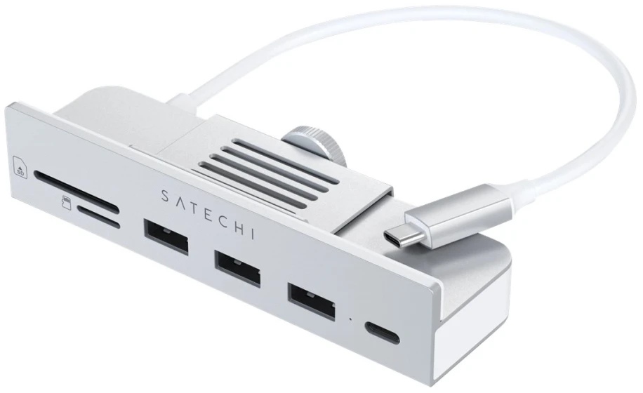 Adapteris HUB USB C Satechi for iMac M1 2021 24" and 27" Studio Ekranas 2022 ST-UCICHS sidabrinis