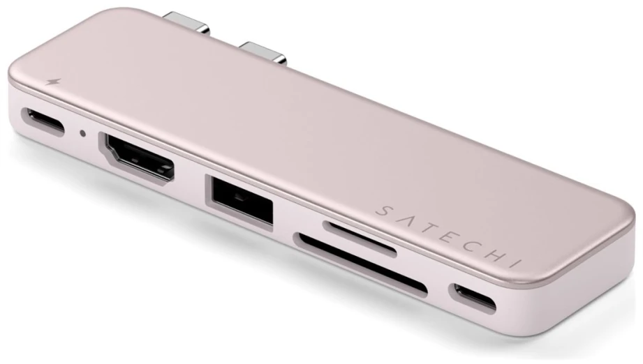 „Satechi USB-C Snap Hub“, skirtas „MacBook Neo“ – rausvas