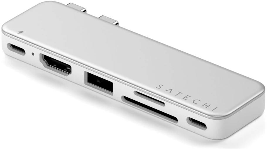 „Satechi“ USB-C Snap Hub, skirtas „MacBook Neo“ – sidabrinis