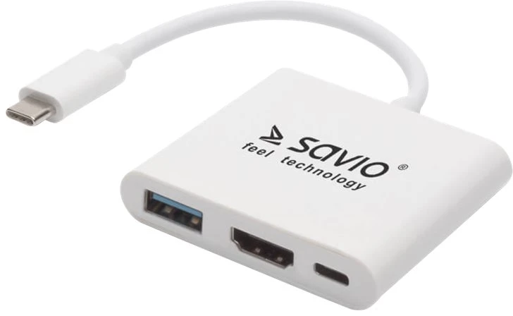 USB tipo C HDMI adapteris, USB 3.0, PD SAVIO AK-48