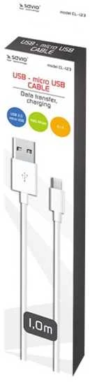 USB Kabelis - SAVIO CL-123 1m USB A į micro USB B 480 Mbit/s