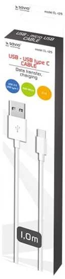 USB Kabelis - Savio CL-125 USB 2.0 1 m Baltas