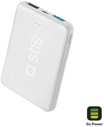 Powerbank SBS 5000 mAh kišenė 2xUSB balta #