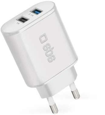 SBS Greito įkrovimo įkroviklis su dviem USB prievadais, patalpų, AC, 5 V, Baltas