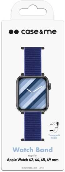 Case4Me SBS nailono dirželis laikrodžiui, skirtas „Apple Watch“ 42/44/45/49 mm. Tamsiai mėlynas.