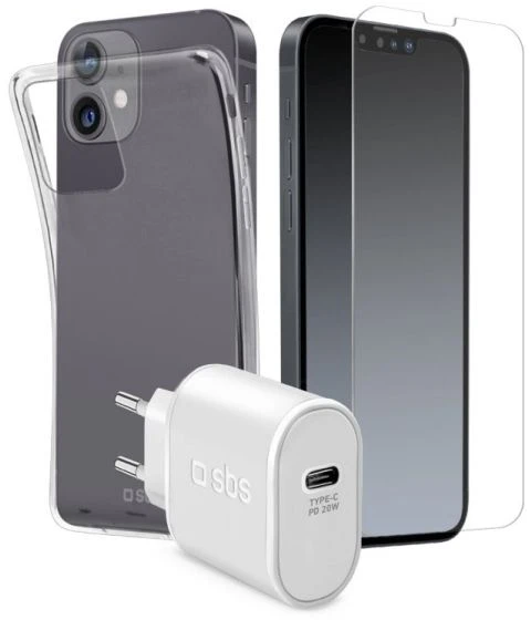 Pradedančiųjų rinkinys SBS do iPhone 13 (kroviklis, etui, szkło)