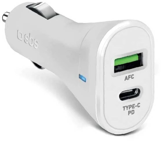Automobilinis įkroviklis USB 2.1A Type-C 20W, gamintojas SBS Baltas