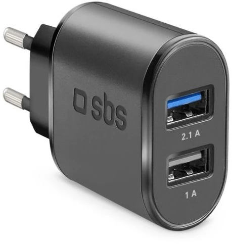 Įkroviklis Sieciowa SBS 2.1A FC 2xUSB juoda
