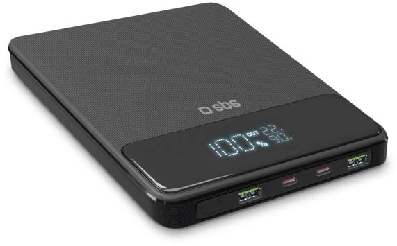 Powerbank SBS 20000mAh, 100W, LCD, plonas, juodas