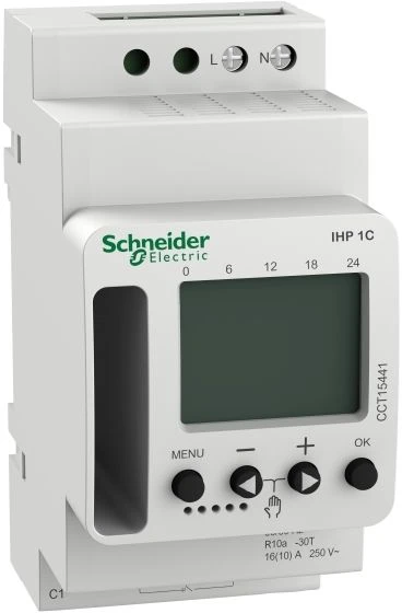 Schneider Electric Skaitmeninis kontaktų laikrodis IHP 1 kanalas 24/7 su 56 atmintimis, kalba: en, fr, da, nl, it, es, pt, da, no, s