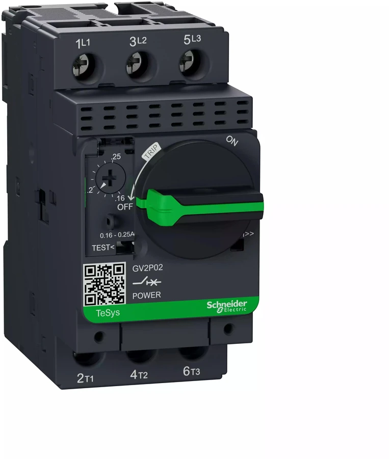 Schneider Variklio grandinės pertraukiklis 3P 0,06 kW 0,16–0,25 A (GV2P02)