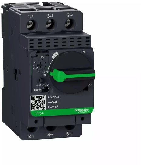 Schneider Variklio grandinės pertraukiklis 3P 0,06 kW 0,16–0,25 A (GV2P02)