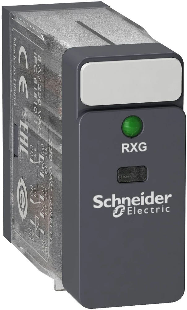 Schneider Electric RXG23P7, Skaidrus, 230 V, IP40 IEC 61810-1 CSA C22.2 No 14 UL 508 EAC DNV-GL, 1250 VA, 5 A, 20 g