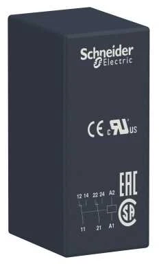 Schneider Electric PCB montuojama galios relė, 24 V nuolatinės srovės ritė, 8 A perjungimo srovė, DPDT