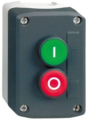 Schneider Electric 2 skylių valdymo dėžutė su mygtukais žalia/raudona IP65 (XALD213)