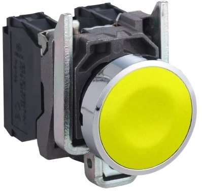 Schneider Electric valdymo mygtukas 22mm geltona spyruoklinis grąžinimas 1Z (XB4BA51)