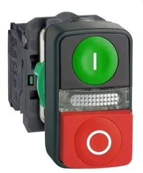 Schneider Electric Dvigubo valdymo mygtukas 22 mm spindulys/velenas 1Z 1R su savaiminio grįžimo funkcija ir foniniu apšvietimu (XB5AW73731M5)