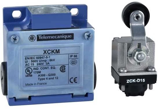 „Schneider Electric“ ribinis jungiklis 1R 1Z, metalinė svirtis su metaliniu voleliu (XCKM115H29)