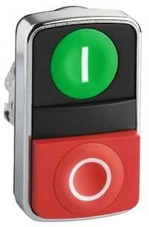 Schneider Electric Dvivietis žalias / raudonas O-- mygtukas be vidinio apšvietimo (ZB4BA7341)