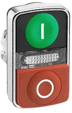 „Schneider Electric“ dvigubo mygtuko pavara žalia/raudona O-I su su foniniu apšvietimu su savaiminiu grįžimu (ZB4BW7L3741)