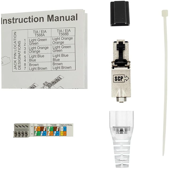 SCP 10G-FP, RJ-45, Sidabrinis, Baltas, Vyriškas, Tiesus, 22/26, PoE+