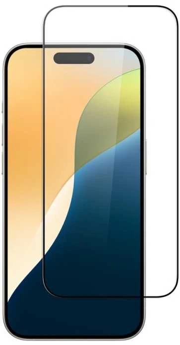 Screenor Grūdintas ekranas iPhone 16 Pro Max pilnai aptrauktas dėklu.