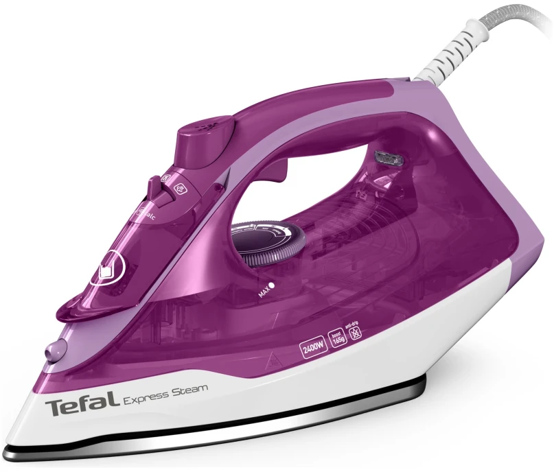 TEFAL FV2836E0 | Garų lygintuvas | 2400 W | Vanduo tank capacity 270 ml | Continuous steam 35 g/min | Steam boost performance 165 g/min | Violetinė/Baltas