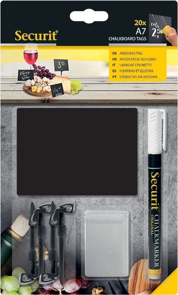 Securit® 20 dvipusių A7 formato juodų kartono lapų
