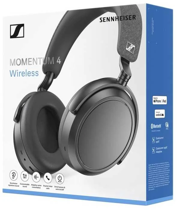 Belaidės ausinės Sennheiser Momentum Wireless 4 | ANC | Bluetooth 5.2 | Juodos