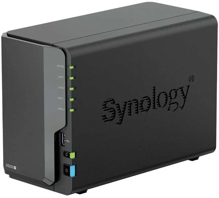 Serveris „Synology DS225+“ 2 skyrių NAS stacionarus diskas „Intel® Celeron® J4125“ 2 GB DDR4 „Synology DSM Juodas“ – tik „Synology“ kietasis diskas