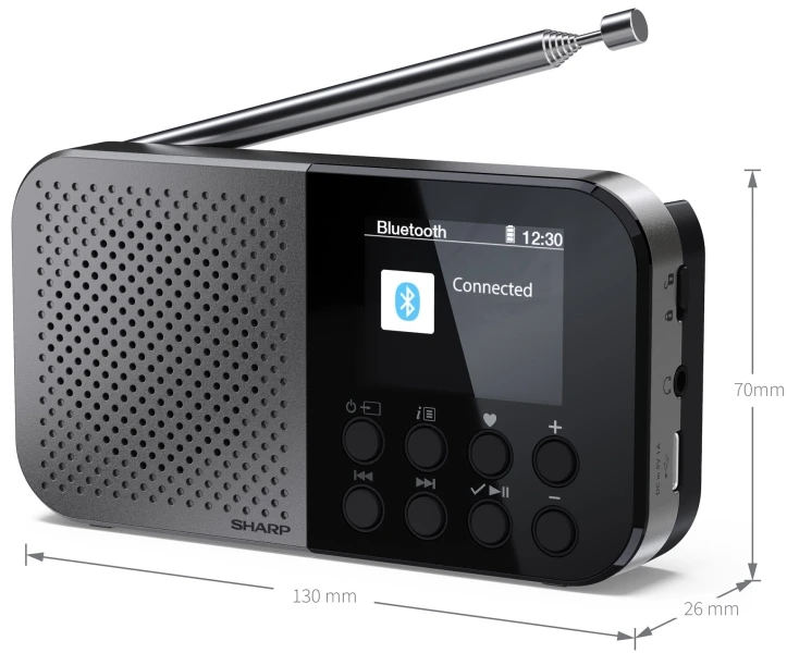 „Sharp OSAKA“ kišeninis / rankinis nešiojamas skaitmeninis radijas | DR-P520(GY) | „Bluetooth“