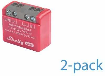 2 „Shelly 1PM Mini Gen4“ „Zigbee“ / „Matter“ valdiklių rinkinys