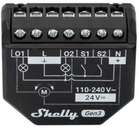 Shelly Group 2 kanalų Wi-Fi relė su galios matavimu ir valdymu Shelly 2PM Gen3 x2