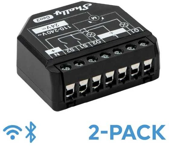 Shelly Group 2 kanalų Wi-Fi relė su galios matavimu ir valdymu Shelly 2PM Gen3 x2