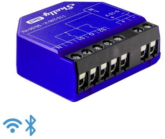 Shelly Gen3 Dimmer 0/1-10V PM šviesos intensyvumo valdiklis (WiFi, Bluetooth)