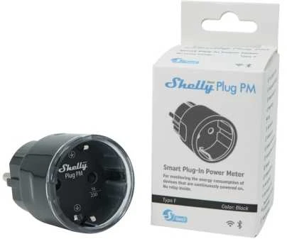 Shelly Plug PM Gen3 išmanusis 16A kištukas, juodas